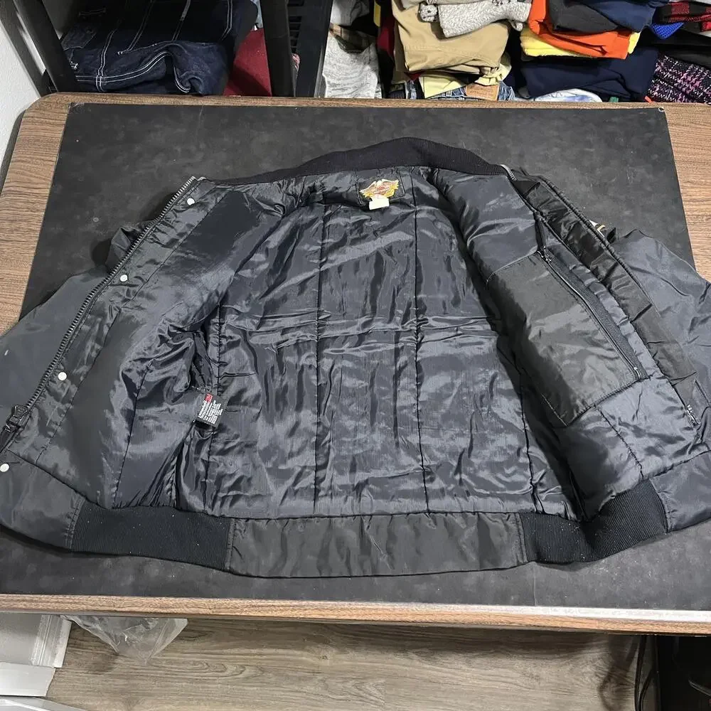 Vintage Harley Davidson Bomber Jacket Men 70s XL Black USA Motorcycle Riding AMG